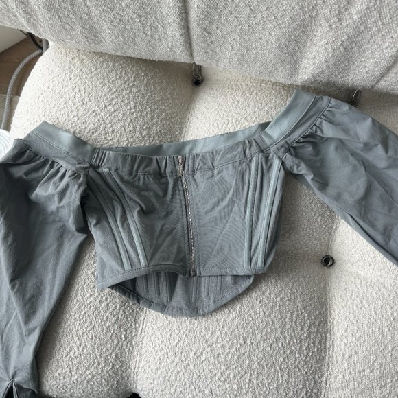 Maniere De Voir Technical Corset Top in Gray - Picture 5 of 6